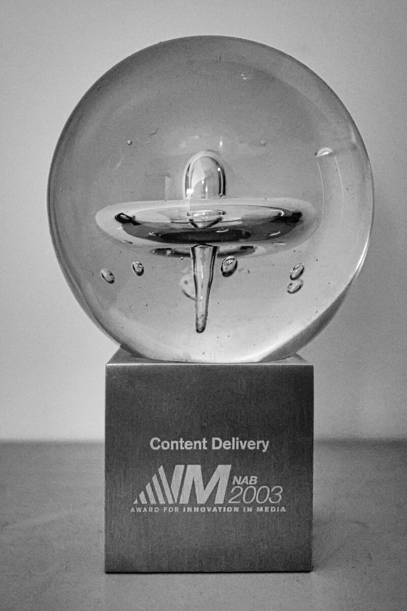 NAB AIM Award trophy for Innovation in Content Delivery